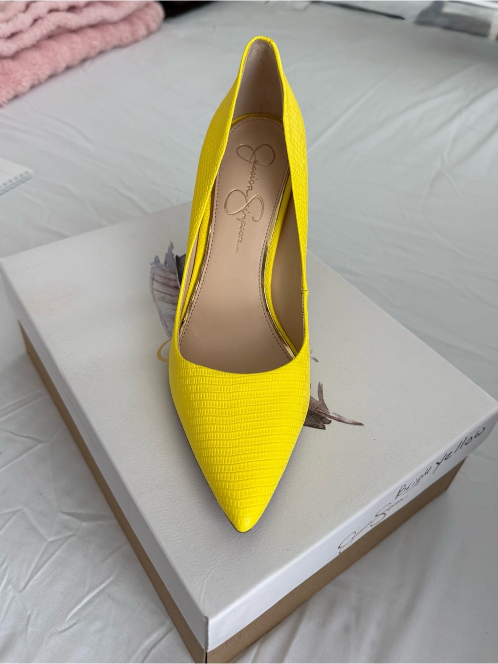 Jessica Simpson Bright Yellow Pointed-Toe Stiletto Pump - Picture 2 of 5